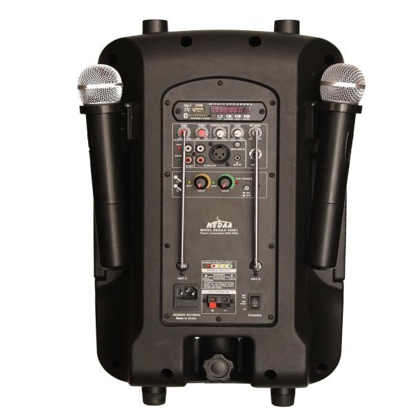  NEDAA125BTM Rechargeable Speaker سماعة نداء مقاس 12 انش مع 2 لاقط قابلة لأعادة الشحن بلوتوث يواس بي منفذ اوكس 